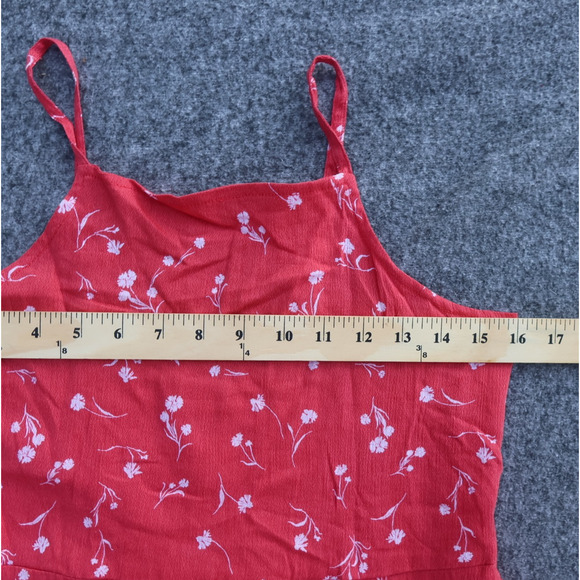 Harper Canyon Watermelon Red Floral Print Smocked Ruffled Straps Mini Dress Girl - Picture 8 of 11